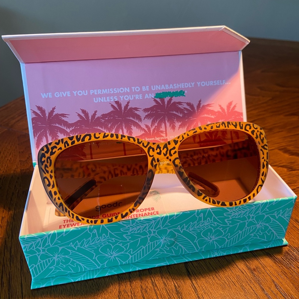 Goodr Vegan Friendly Couture cat Eye Leopard Print Sunglasses